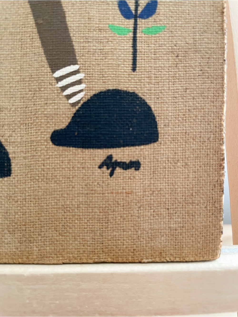 VTG Mid Century Agnes Burlap Wood Wall Art Plaque Panel MCM - Picture 10 of 15